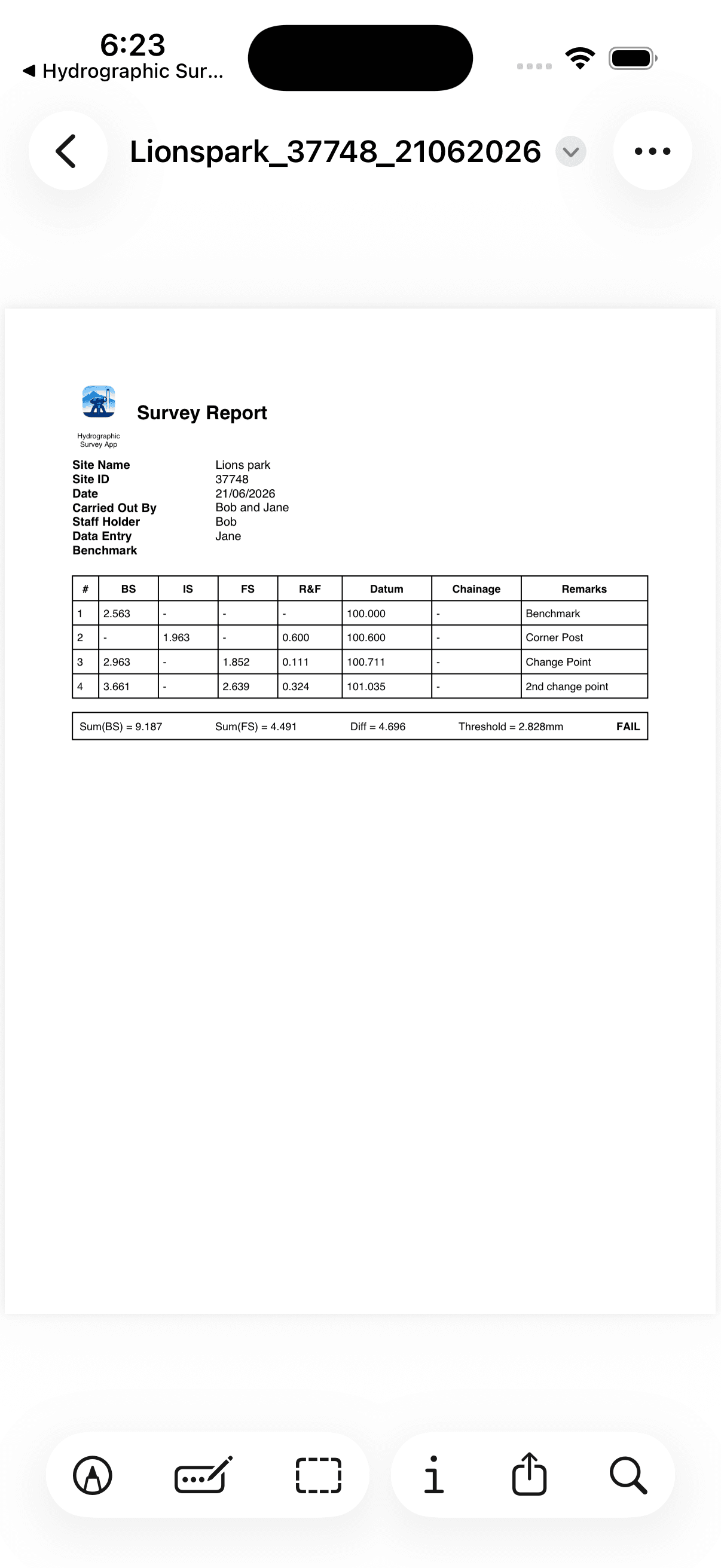 Export screen